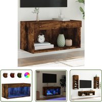 The Living Store - TV-Schrank mit LED-Leuchten Räuchereiche 60x30x30 cm - tv Schrank - Holzwerkstoff Möbel - Regal - Wohnraum Dekoration - Medienregal The Living Store - TV-Schrank mit LED-Leuchten Räuchereiche 60x30x30 cm - tv Schrank - Holzwerkstoff Möbel - Regal - Wohnraum Dekoration - Medienregal von THE LIVING STORE