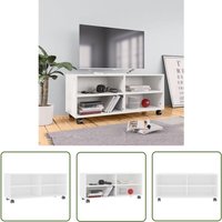 The Living Store - TV-Schrank mit Rollen Weiß 90x35x35 cm Holzwerkstoff - TV-Schrank - Holzwerkstoff Möbel - Weißer TV-Stand - Fernseher Stand Regal The Living Store - TV-Schrank mit Rollen Weiß 90x35x35 cm Holzwerkstoff - TV-Schrank - Holzwerkstoff Möbel - Weißer TV-Stand - Fernseher Stand Regal von THE LIVING STORE