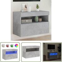 The Living Store - TV-Wandschrank mit LED-Leuchten Betongrau 60x30x40 cm - TV-Schrank - Beton Grau - Regal - Wandregal - Fernsehschrank The Living Store - TV-Wandschrank mit LED-Leuchten Betongrau 60x30x40 cm - TV-Schrank - Beton Grau - Regal - Wandregal - Fernsehschrank von THE LIVING STORE