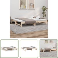 The Living Store Tagesbett Ausziehbar 2x(80x200) cm Massivholz Kiefer - Holzbett - Kiefernholzbette - Gästebett - Schlafsofa - Ausziehbett von THE LIVING STORE
