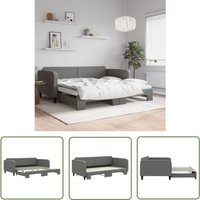 The Living Store - Tagesbett Ausziehbar Dunkelgrau 100x200 cm Stoff - Schlafsofa - Doppelbett - Gästebett - Tagesbett - Wohnzimmermöbel von THE LIVING STORE