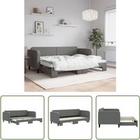 The Living Store - Tagesbett Ausziehbar Dunkelgrau 80x200 cm Stoff - Sofa - Gästebett - Schlafsofa - Doppelbett - Ausziehbarer Schlafsitz von THE LIVING STORE