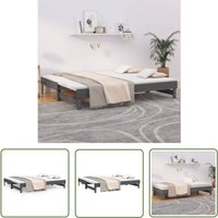 The Living Store - Tagesbett Ausziehbar Grau 2x(100x200) cm Massivholz Kiefer - Tagesbett - Holzbett - Kiefernholzbett - Gästebett - Schlafsofa von THE LIVING STORE