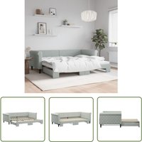 The Living Store - Tagesbett Ausziehbar Hellgrau 90x200 cm Samt - Schlafsofa - Doppelbett - Tagesbett - Gästebett - Wohnzimmer von THE LIVING STORE