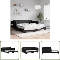 The Living Store - Tagesbett Ausziehbar Schwarz 100x200 cm Stoff - Schlafsofa - Doppelbett - Gästebett - Ausziehbares Bett - Boxspringbett The Living Store - Tagesbett Ausziehbar Schwarz 100x200 cm Stoff - Schlafsofa - Doppelbett - Gästebett - Ausziehbares Bett - Boxspringbett von THE LIVING STORE