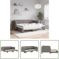 The Living Store - Tagesbett Ausziehbar Taupe 80x200 cm Stoff - Schlafsofa - Doppelbett - Gästebett - Tagesbett - Couchtisch von THE LIVING STORE
