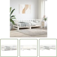 The Living Store - Tagesbett Ausziehbar Weiß 2x(90x200) cm Massivholz Kiefer - Tagesbett - Holzbett - Kiefernholzbett - Schlafsofa - Gästebett von THE LIVING STORE
