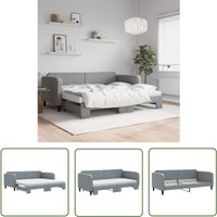 The Living Store - Tagesbett Ausziehbar mit Matratze Hellgrau 90x200 cm Stoff - Sofa Bett - Schlafcouch - Gästebett - Tagesbett - Wohnzimmer Möbel The Living Store - Tagesbett Ausziehbar mit Matratze Hellgrau 90x200 cm Stoff - Sofa Bett - Schlafcouch - Gästebett - Tagesbett - Wohnzimmer Möbel von THE LIVING STORE