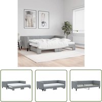 The Living Store Tagesbett Ausziehbar mit Matratze Hellgrau 90x200 cm Stoff - Sofa - Schlafsofa - Tagesbett - Gästebett - Doppelbett von THE LIVING STORE