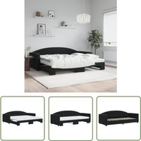 The Living Store Tagesbett Ausziehbar mit Matratzen Schwarz 90x200 cm Samt - Sofa - Schlafsofa - Gästebett - Tagesbett - Doppelbett von THE LIVING STORE