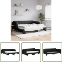 The Living Store - Tagesbett Ausziehbar mit Matratzen Schwarz 90x200 cm Stoff - Schlafsofa - Doppelbett - Gästebett - Tagesbett - Wohnzimmer Möbel von THE LIVING STORE