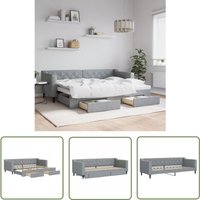 The Living Store - Tagesbett Ausziehbar mit Schubladen Hellgrau 80x200 cm Stoff - Sofa Bett - Schlafcouch - Gästebett - Platzsparend - Multifunktional The Living Store - Tagesbett Ausziehbar mit Schubladen Hellgrau 80x200 cm Stoff - Sofa Bett - Schlafcouch - Gästebett - Platzsparend - Multifunktional von THE LIVING STORE