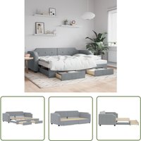 The Living Store - Tagesbett Ausziehbar mit Schubladen Hellgrau 90x200 cm Stoff - Sofa - Schlafcouch - Gästebett - Tagesbett - Wohnzimmermöbel The Living Store - Tagesbett Ausziehbar mit Schubladen Hellgrau 90x200 cm Stoff - Sofa - Schlafcouch - Gästebett - Tagesbett - Wohnzimmermöbel von THE LIVING STORE