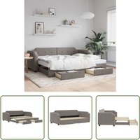 The Living Store - Tagesbett Ausziehbar mit Schubladen Taupe 80x200 cm Stoff - Sofa - Schlafcouch - Gästebett - Tagesbett - Wohnzimmermöbel The Living Store - Tagesbett Ausziehbar mit Schubladen Taupe 80x200 cm Stoff - Sofa - Schlafcouch - Gästebett - Tagesbett - Wohnzimmermöbel von THE LIVING STORE