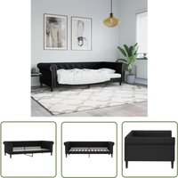 The Living Store - Tagesbett Schwarz 100x200 cm Kunstleder - Schlafsofa - Sofa Bett - Gästebett - Tagesbett - Wohnzimmer Möbel von THE LIVING STORE