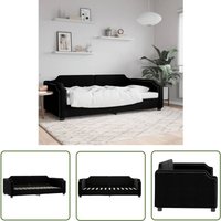 The Living Store - Tagesbett Schwarz 90x200 cm Stoff - Schlafsofa - Gästebett - Doppelbett - Boxspringbett - Bettkasten von THE LIVING STORE