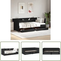 The Living Store - Tagesbett mit Schubladen ohne Matratze Schwarz 100x200 cm - Schlafsofa - Tagesbett - Gästebett - Doppelbett - Holzwerkstoff von THE LIVING STORE