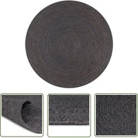The Living Store - Teppich Handgefertigt Jute Rund 150 cm Dunkelgrau - Naturfaser Teppich - Jute Teppich - Runder Teppich - Wohnzimmer Teppich von THE LIVING STORE