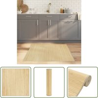 The Living Store - Teppich Quadratisch Hell Natur 100x100 cm Bambus - Bambus Teppich - Wohnraumteppich - Quadratischer Teppich - Naturfarbenes von THE LIVING STORE