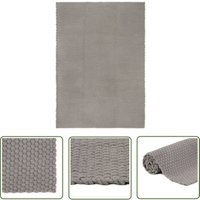 The Living Store Teppich Rechteckig Grau 120x180 cm Baumwolle - Baumwollteppich - Grauer Teppich - Rechteckiger Teppich - Wohnraumteppich von THE LIVING STORE