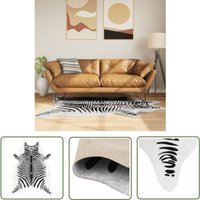 The Living Store - Teppich Schwarz Weiß 120x170 cm Zebramuster Waschbar Rutschfest - Samt Teppich - Wohnzimmer Teppich - Tiermuster Teppich - Zebra von THE LIVING STORE