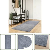 The Living Store - Teppich Shaggy Hochflor Modern Blau 80x200 cm - Shaggy Teppich - Blau - Hochflor - Wohnzimmerteppich - Flurteppich von THE LIVING STORE