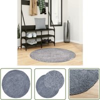 The Living Store - Teppich Shaggy Hochflor Modern Blau ø 100 cm - Shaggy Teppich - Blau - Hochflor - Polypropylen - Bodenheizung Geeignet von THE LIVING STORE