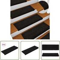 The Living Store Teppich-Treppenstufen 15 Stk. 65x21x4 cm Schwarz - Teppich Für Treppen - Treppenläufer - Treppenmatten - Trittsicherheit von THE LIVING STORE