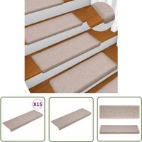 The Living Store Teppich-Treppenstufen 15 Stk. 65x21x4 cm Taupe - Teppich Für Treppen - Treppenläufer - Trittschutz - Rutschfeste Matte von THE LIVING STORE