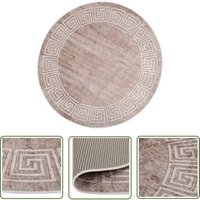 The Living Store - Teppich Waschbar 120 cm Beige Rutschfest - Samt Teppich - Wohnzimmer Teppich - Flur Teppich - Bequeme Fußbodenmatten - Digital von THE LIVING STORE