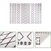 The Living Store Teppich Waschbar 80x150 cm Schwarz und Weiß Rutschfest - Samt Teppich - Wohnzimmer Teppich - Flur Teppich - Schlafzimmer Teppich von THE LIVING STORE