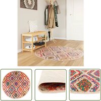 The Living Store - Teppich Waschbar Mehrfarbig ø 120 cm Rutschfest - Samt Teppich - Wohnzimmerteppich - Multifarben Teppich - Rund Teppich von THE LIVING STORE
