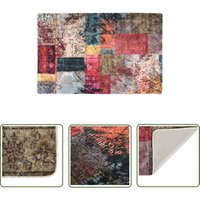 The Living Store - Teppich Waschbar Patchwork 80x150 cm Mehrfarbig Rutschfest - Samt Teppich - Wohnzimmer Teppich - Flur Teppich - Multifarbiger von THE LIVING STORE