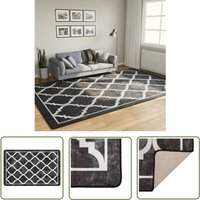 The Living Store - Teppich Waschbar Schwarz und Weiß 190x300 cm Rutschfest - Samt Teppich - Wohnzimmerteppich - Flur Teppich - Schlafzimmer Teppich von THE LIVING STORE