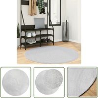 Teppich huarte Kurzflor Weich und Waschbar Grau ø 120 cm - Weichheit - Flauschig - Kurzflor - Rutschfest - Maschinenwäsche - The Living Store von THE LIVING STORE