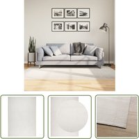 Teppich iza Kurzflor Skandinavischer Look Creme 140x200 cm - Kurzflor-Teppich - Cremefarbener Teppich - Skandinavischer Teppich - Wohnzimmerteppich von THE LIVING STORE