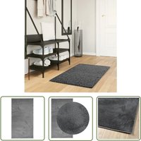 The Living Store - Teppich oviedo Kurzflor Anthrazit 60x110 cm - Kuschelteppich - Kurzflorteppich - Anthrazit - Wohnteppich - Flurteppich von THE LIVING STORE