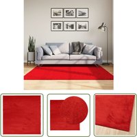 Teppich oviedo Kurzflor Rot 160x160 cm - Kuschelteppich - Kurzflorteppich - Wohnteppich - Wohnzimmerteppich - Schlafzimmerteppich - The Living Store von THE LIVING STORE