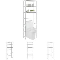The Living Store - Toilettenregal 3 Ablagen Silbern 53x28x169 cm - Handtuchhalter - Silber von THE LIVING STORE