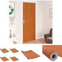 The Living Store - Türfolien Selbstklebend 4 Stk. Helle Eiche 210x90 cm pvc - Fensterfolie - Braun von THE LIVING STORE