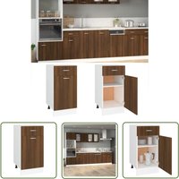 Unterschrank mit Schublade Braun Eichen-Optik 40x46x81,5 cm - Unterschrank - Küchenschrank - Holzwerkstoffschrank - Eiche Optik - Küche Organisation von THE LIVING STORE