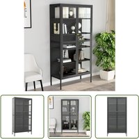 Vitrine Anthrazit 90x40x180 cm Stahl und Gehärtetes Glas - Schrank - Sideboard - Vitrine - Stauraum - Wohnzimmermöbel - The Living Store Vitrine Anthrazit 90x40x180 cm Stahl und Gehärtetes Glas - Schrank - Sideboard - Vitrine - Stauraum - Wohnzimmermöbel - The Living Store von THE LIVING STORE