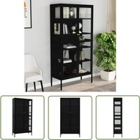 The Living Store - Vitrine Schwarz 90x40x180 cm Stahl und Gehärtetes Glas - Schrank - Sideboard - Vitrine - Stauraum - Regal The Living Store - Vitrine Schwarz 90x40x180 cm Stahl und Gehärtetes Glas - Schrank - Sideboard - Vitrine - Stauraum - Regal von THE LIVING STORE