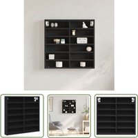 The Living Store - Vitrinenschrank Schwarz 60x8,5x58 cm Holzwerkstoff - Wandregal - Regal Schwarz - Holzwerkstoffregal - Aufbewahrungshelfe von THE LIVING STORE