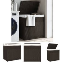 The Living Store - Wäschekorb mit 2 Fächern Dunkelbraun 53x35x57 cm Poly Rattan - Wäschekörbe - Braun von THE LIVING STORE