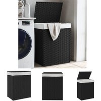 The Living Store - Wäschekorb mit Deckel Schwarz 46x33x60 cm Poly Rattan - Wäschekörbe - Schwarz von THE LIVING STORE
