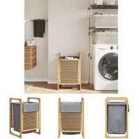 The Living Store - Wäschekorb mit Innentasche in Grau 32x30x36,5 cm Bambus - Wäschekörbe - Grau von THE LIVING STORE