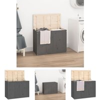The Living Store - Wäschetruhe Grau 88,5x44x66 cm Massivholz Kiefer - Wäschekörbe - Grau von THE LIVING STORE