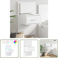 The Living Store Wand-Nachttisch mit LED-Leuchten Weiß - Wandregal - Nachttisch Weiß - Holzwerkstoff Möbel - Wohnzimmerdeko - Schrank Mit LED The Living Store Wand-Nachttisch mit LED-Leuchten Weiß - Wandregal - Nachttisch Weiß - Holzwerkstoff Möbel - Wohnzimmerdeko - Schrank Mit LED von THE LIVING STORE