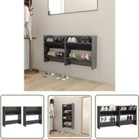Wand-Schuhschränke 2 Stk. Hochglanz-Grau 60x18x60cm - Wand-Schuhschrank - Schuhschrank - Garderobe - Schrank - Aufbewahrungssystem - The Living Store von THE LIVING STORE